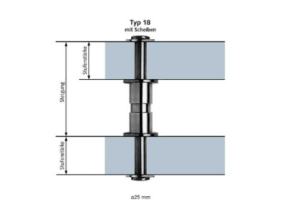 Treppenbolzen Typ 18 Edelstahl V4A ohne GA mit Scheiben