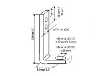 L-Winkel 40-12 13 Edelstahl V2A