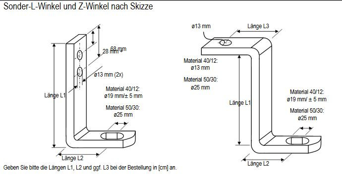 Sonder Z-Winkel 40x12 01 verzinkt bis 50 cm