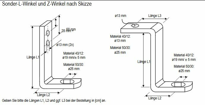 Sonder Z-Winkel 40x12 09 altmessing 51 - 100 cm