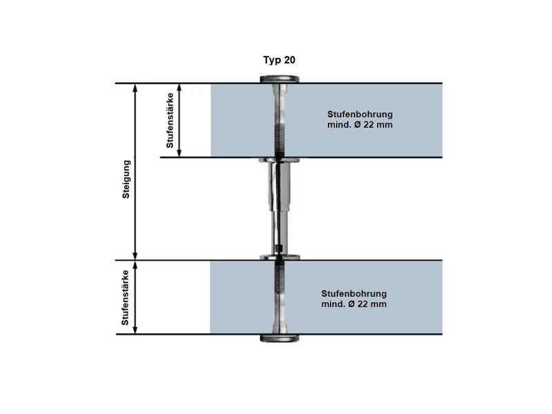 Thumm Treppenbolzen Typ 20 02 verchromt mit GA M12