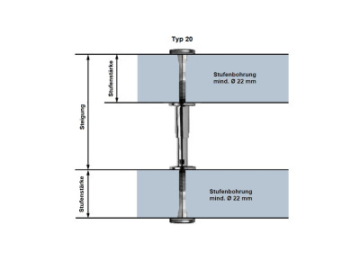 Thumm Treppenbolzen Typ 20 02 verchromt mit GA M12