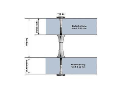 Thumm Treppenbolzen Typ 27 02 verchromt ohne GA