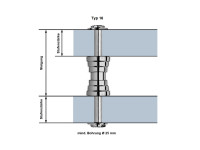 Thumm Treppenbolzen Typ 16 08 vernickelt mit GA M12