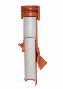 Dachhaube MV 160 plus WRG Universal naturrot  5° - 25° mit Halteblech Reduzierung auf DN 150