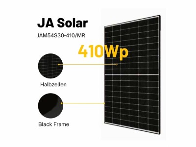 JA Solar Mono PV-Modul 410Wp JAM54S30-410/MR Rahmen Schwarz Solarpanel