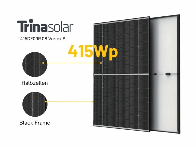 trina solar mono pv modul 415wp tsm 415de09r 08 vertex s rahmen schwarz solarmodul