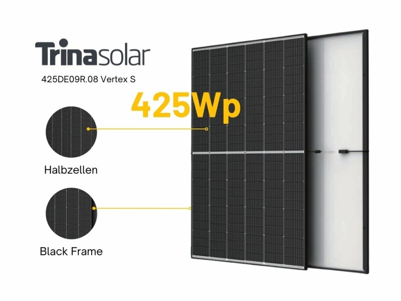 Trina Solar Mono PV-Modul 425Wp TSM-425DE09R.08 Vertex S Rahmen Schwarz Solarmodul