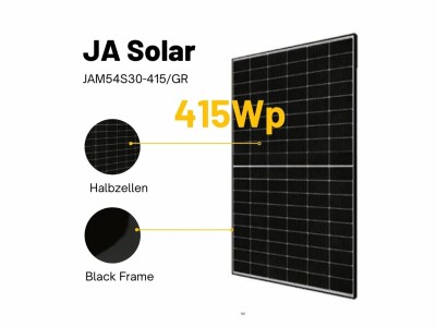 JA Solar Mono PV-Modul 415 Wp JAM54S30-415/GR Rahmen...