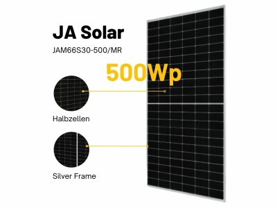 JA Solar Mono PV-Modul 500 Wp JAM66S30-500/MR Rahmen...