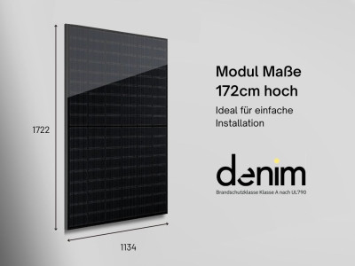 Denim Solar PV-Modul 440Wp Bifazial Glas Glas Full Black...